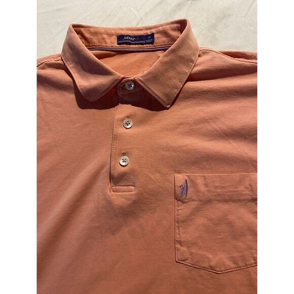 Johnnie O Polo Shirt Mens L Peach‎ Cotton Stretch Short Sleeve Golf Logo Casual - Picture 1 of 10